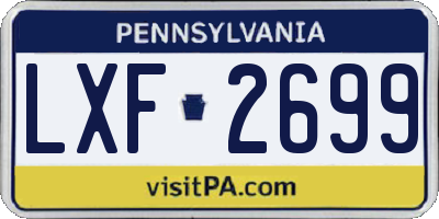 PA license plate LXF2699