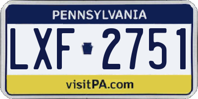 PA license plate LXF2751