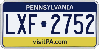 PA license plate LXF2752