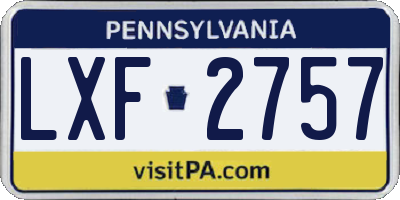 PA license plate LXF2757