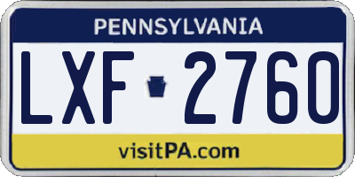 PA license plate LXF2760