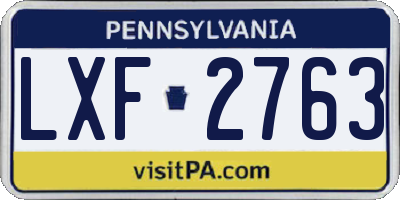 PA license plate LXF2763