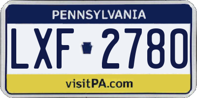 PA license plate LXF2780
