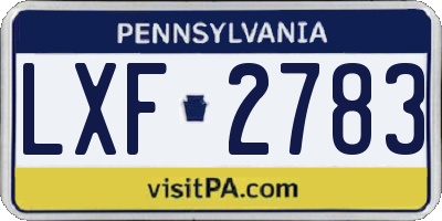 PA license plate LXF2783