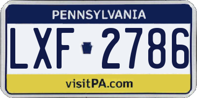 PA license plate LXF2786