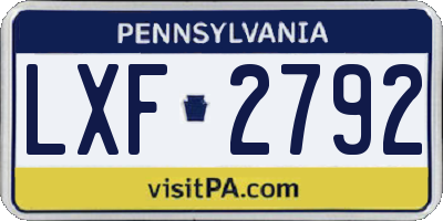 PA license plate LXF2792