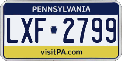 PA license plate LXF2799