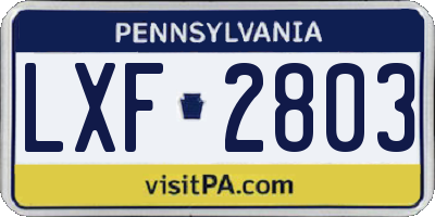 PA license plate LXF2803