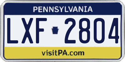 PA license plate LXF2804