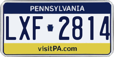 PA license plate LXF2814