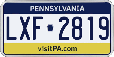 PA license plate LXF2819