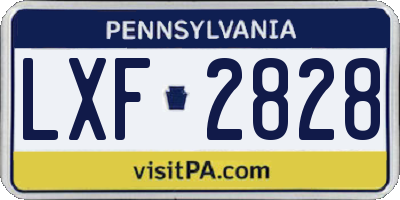 PA license plate LXF2828