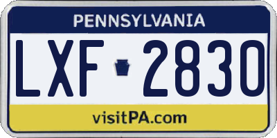 PA license plate LXF2830