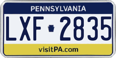 PA license plate LXF2835