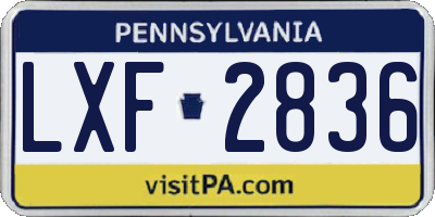 PA license plate LXF2836
