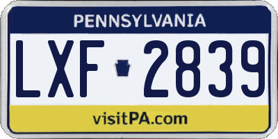 PA license plate LXF2839