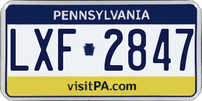 PA license plate LXF2847