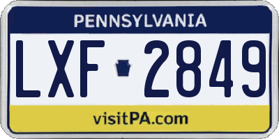 PA license plate LXF2849