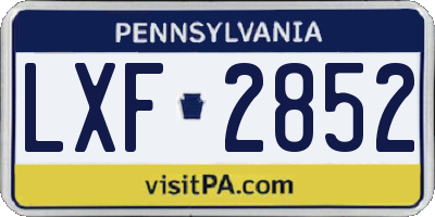 PA license plate LXF2852