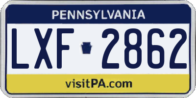 PA license plate LXF2862