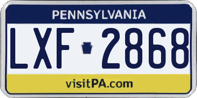 PA license plate LXF2868