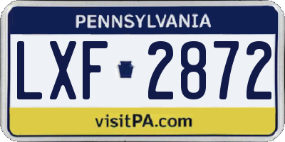 PA license plate LXF2872
