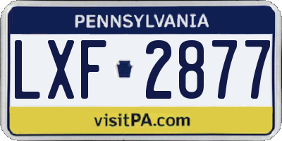 PA license plate LXF2877
