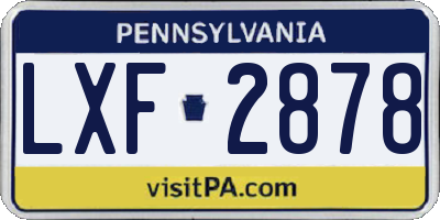PA license plate LXF2878