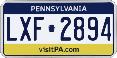 PA license plate LXF2894