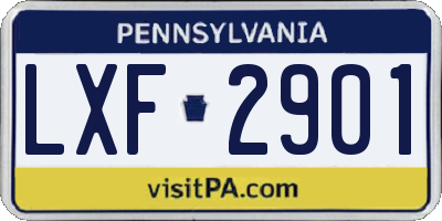 PA license plate LXF2901