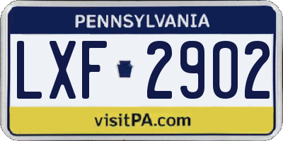 PA license plate LXF2902
