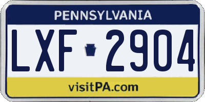 PA license plate LXF2904