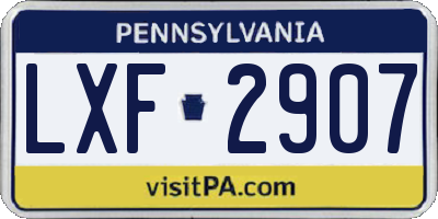 PA license plate LXF2907