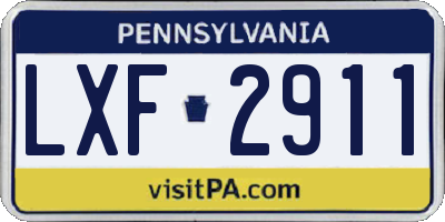 PA license plate LXF2911