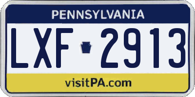 PA license plate LXF2913