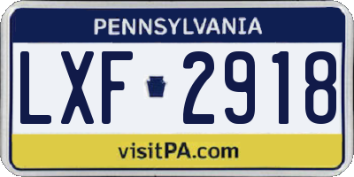 PA license plate LXF2918