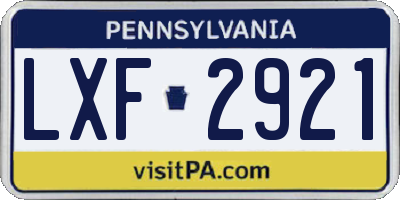 PA license plate LXF2921