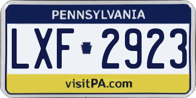 PA license plate LXF2923