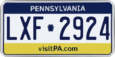 PA license plate LXF2924