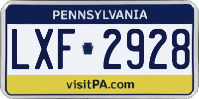 PA license plate LXF2928