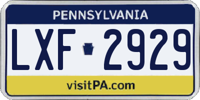 PA license plate LXF2929