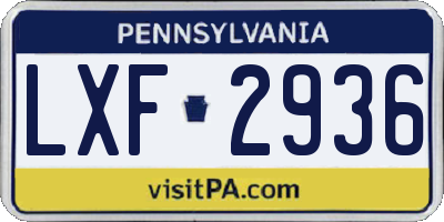 PA license plate LXF2936