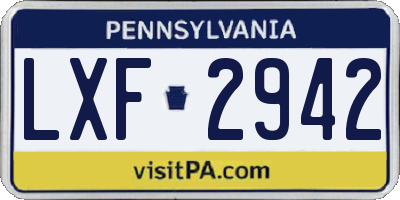 PA license plate LXF2942