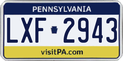 PA license plate LXF2943