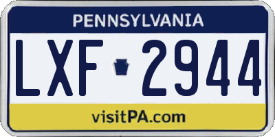PA license plate LXF2944
