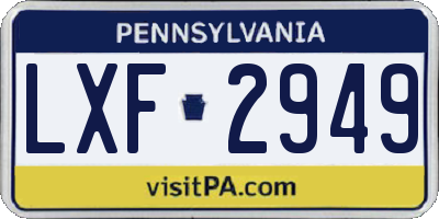 PA license plate LXF2949