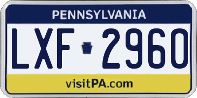 PA license plate LXF2960