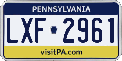 PA license plate LXF2961