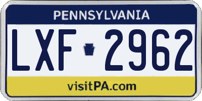 PA license plate LXF2962