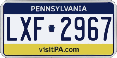 PA license plate LXF2967